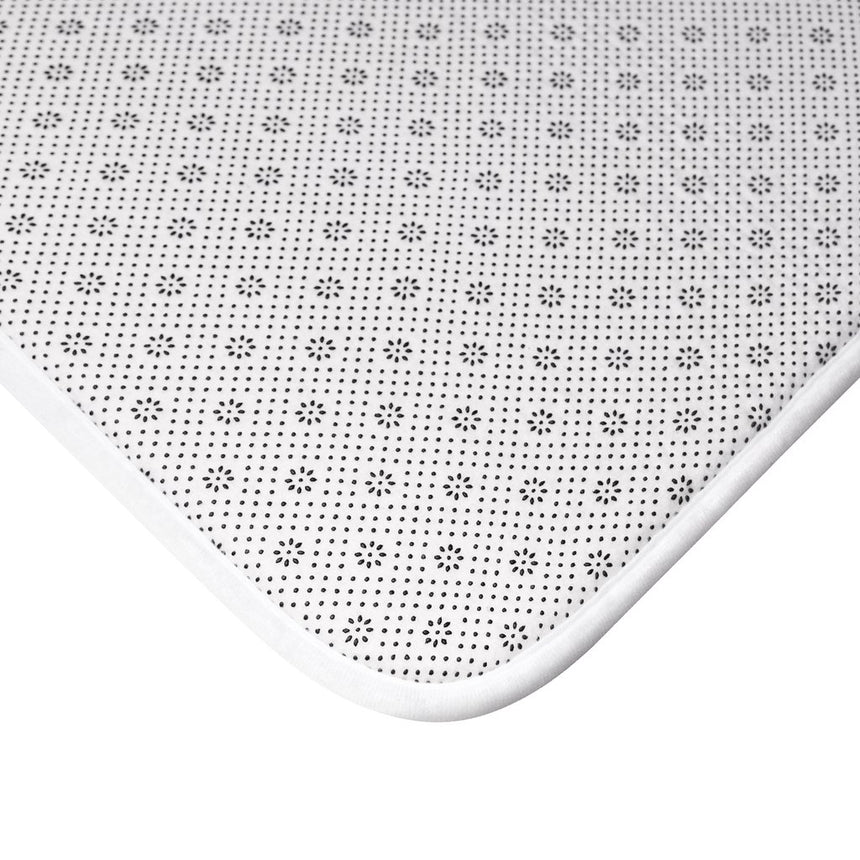 maripositas bath mat- binding around the edges-cool bathmats- white color- Wavechoppa