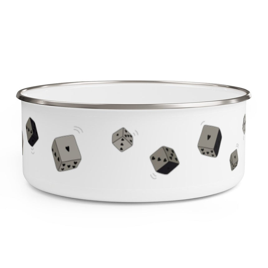 dice theory bowl- cool & chic enamel bowl- dice printed design- stainless steel- Wavechoppa 
