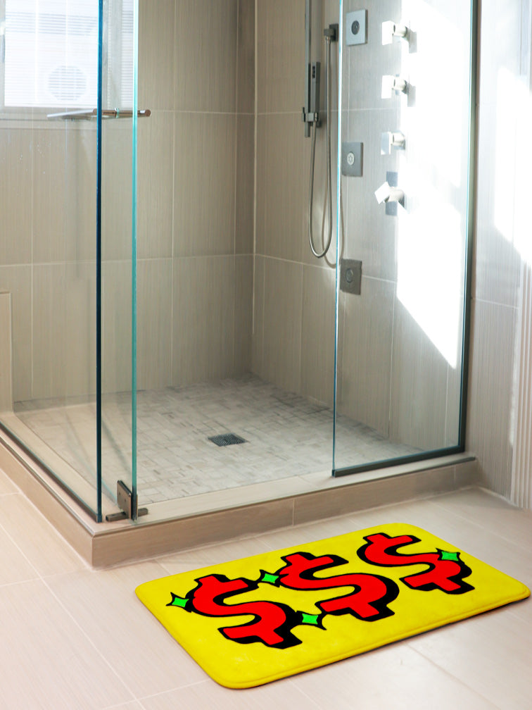 rag to riches bath mat in yellow color- anti-slip backing-cool bathmats- Wavechoppa